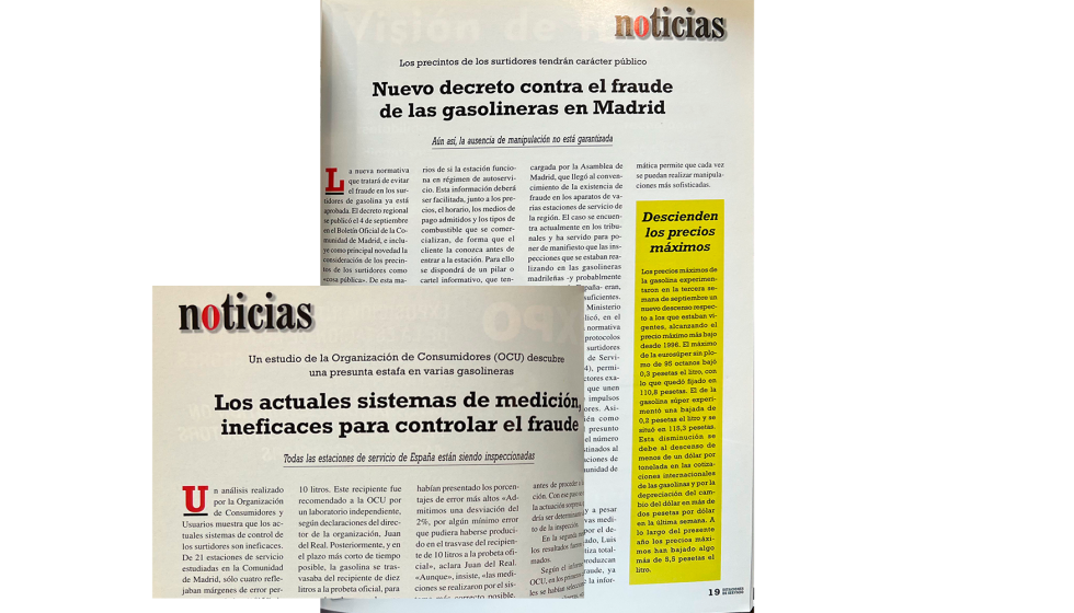 En enero de 1998, la Organizacin de Consumidores y Usuarios descubri que los surtidores haban sido alterados en varias gasolineras...