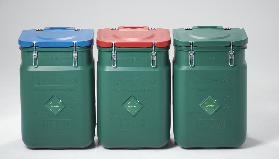 Almacenamiento y transporte seguros en el contenedor de seguridad SaCon de Mewa. Foto Mewa