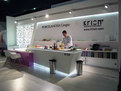 Stand de System-Pool- Grupo Porcelanosa en Krion