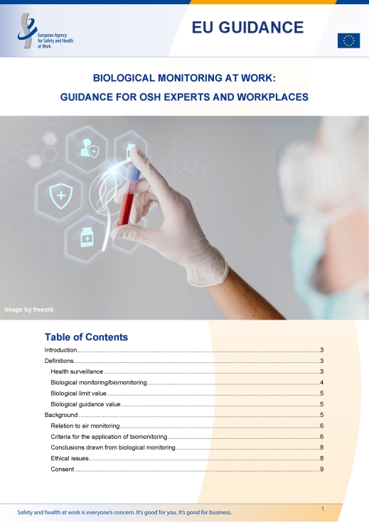 La nueva gua de la EU-OSHA, Biological monitoring at work: guidance for osh experts and workplaces (Biomonitorizacin en el trabajo...