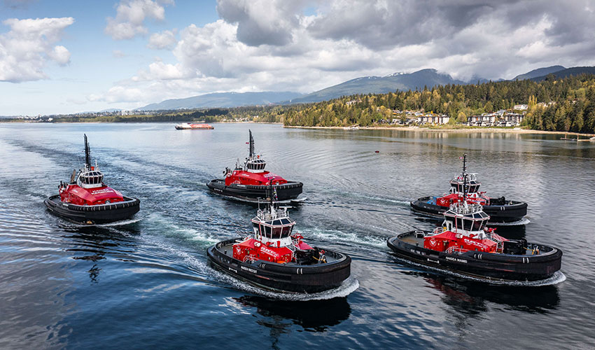 La flota HaiSea con los dos primeros remolcadores propulsados por GNL de Canad� y tres remolcadores totalmente el�ctricos...