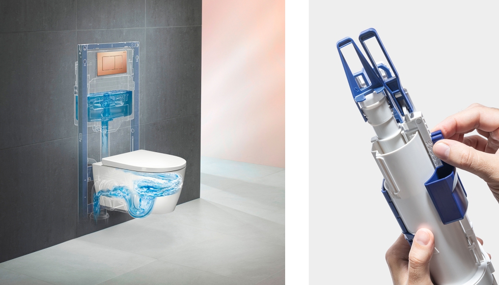 Una sola descarga de 2 o 4 litros basta para que la taza del WC quede limpia de residuos