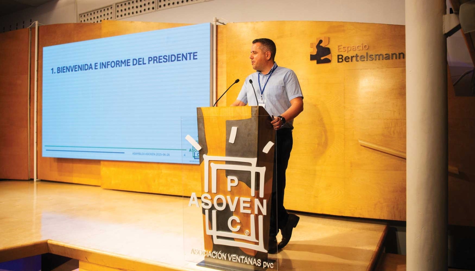 Eduardo Serradilla, presidente de Asoven PVC, en su intervenci�n en la Asamblea General de la asociaci�n