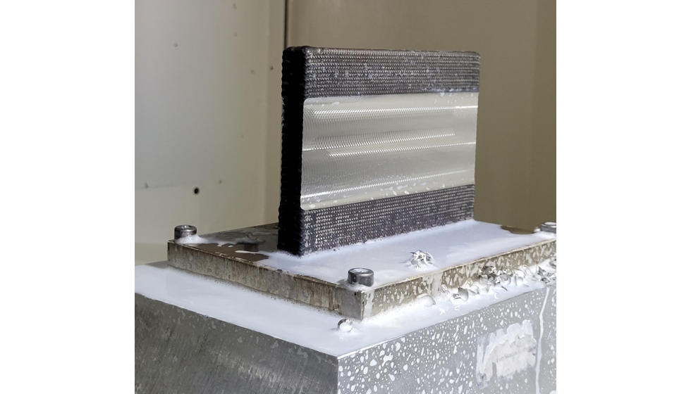 Pruebas de fresado sobre muestra de acero inoxidable PH17-4 obtenida mediante Direct Energy Deposition (DED). Proyecto SuPreAM...