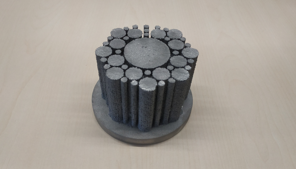 Pieza de fabricacin aditiva generada por PBF-EB. Proyecto NewAIMS