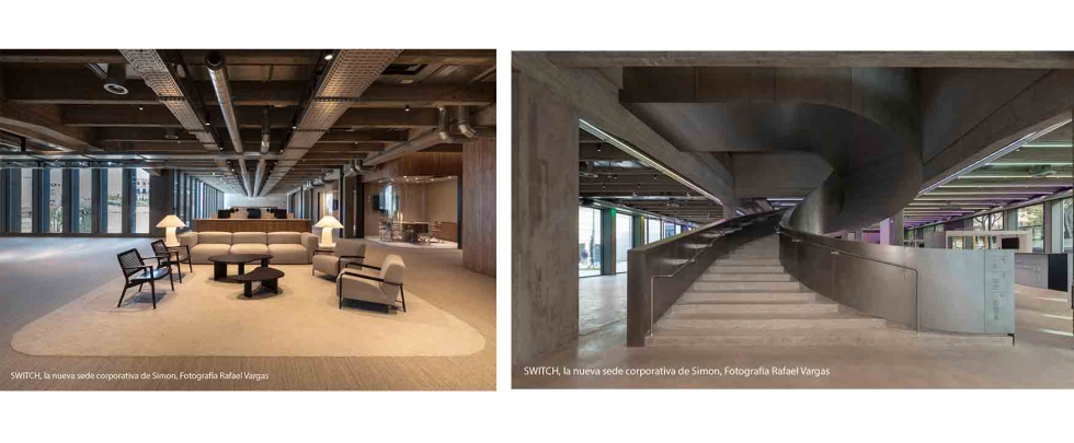 Dos instant�neas del interior de este edificio sostenible, eficiente y saludable para sus empleados. Fotos: Rafael Vargas...