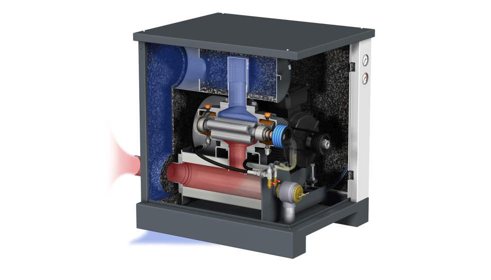 Ilustracin 2: Las soplantes de lbulos rotativos TYR estn equipadas con cabinas acsticas y un variador de frecuencia