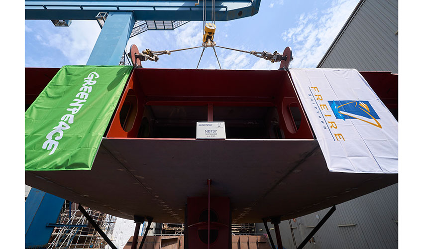 Puesta de quilla del nuevo buque para Greenpeace Internacional en Freire Shipyard