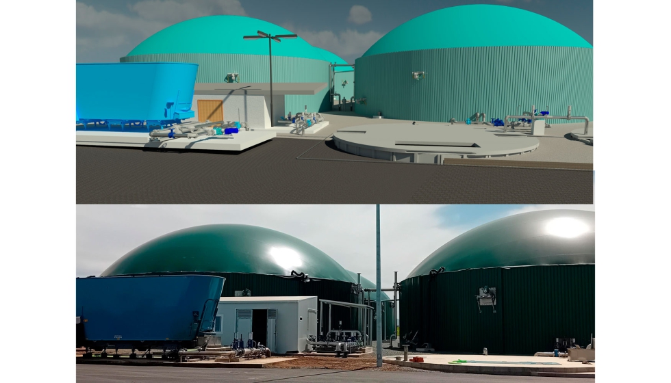 Comparativa entre el modelado 3D y la construcci�n real de Biometano Montes de Toledo