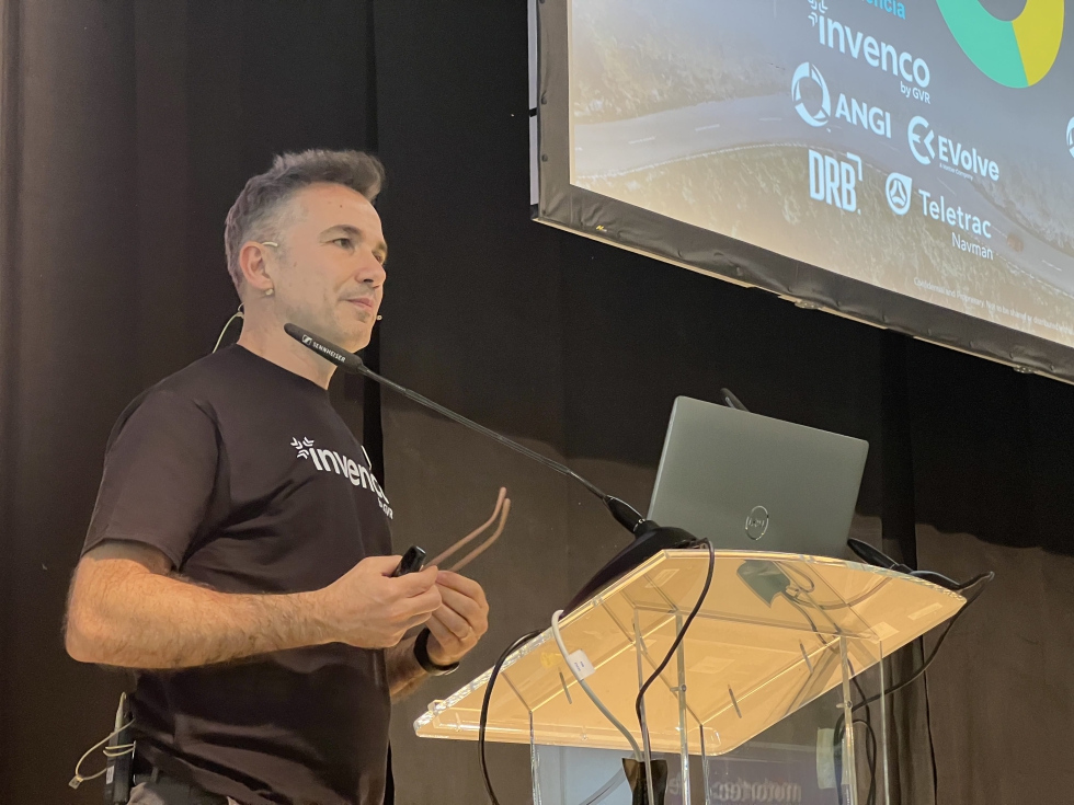 El director de Desarrollo de Negocio Europeo de Invenco by GVR, Fabio Docci, durante su presentacin en Motortec 2025