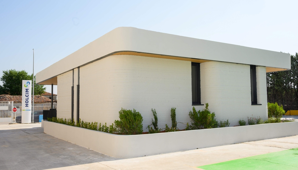 Detalle de la primera oficina construida en impresi�n 3D, cuya envolvente incluye Tector Print, un mortero monocomponente formulado por Holcim...