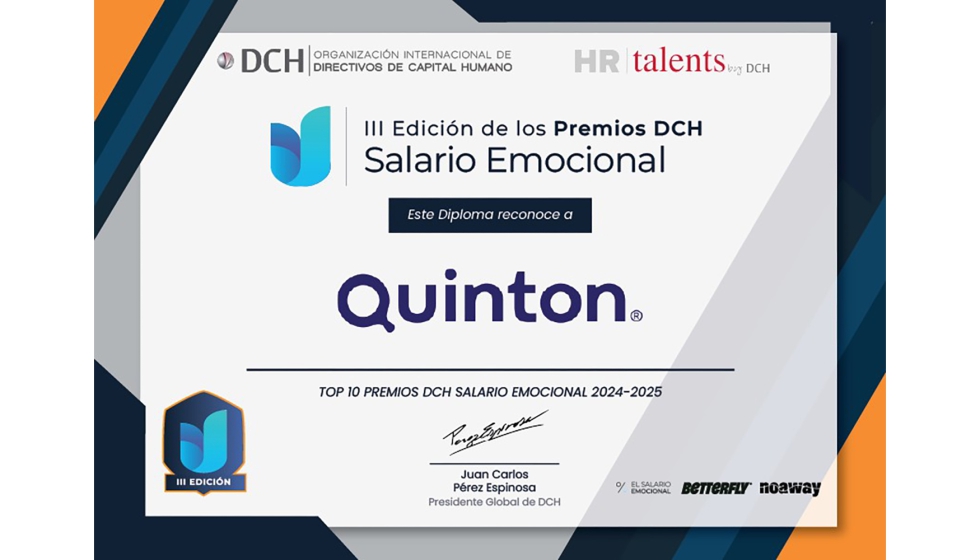 Este nuevo galard�n destaca el compromiso de Quinton por impulsar iniciativas pioneras que elevan el bienestar de su equipo humano...