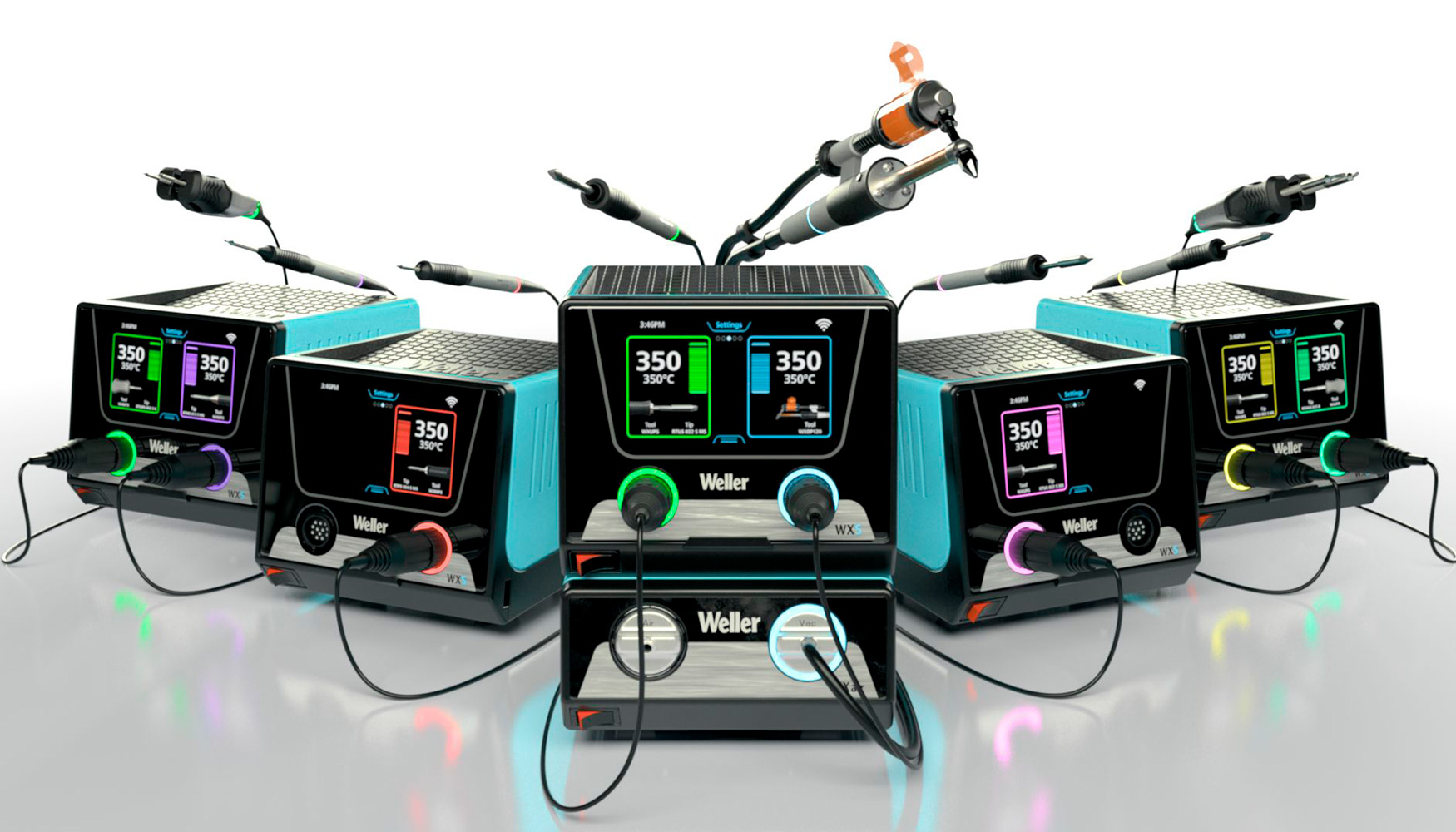 La WE1010 tiene un soldador de 70 W con mango ergon�mico, intercambio de puntas calientes sin herramientas y protecci�n contra ESD...