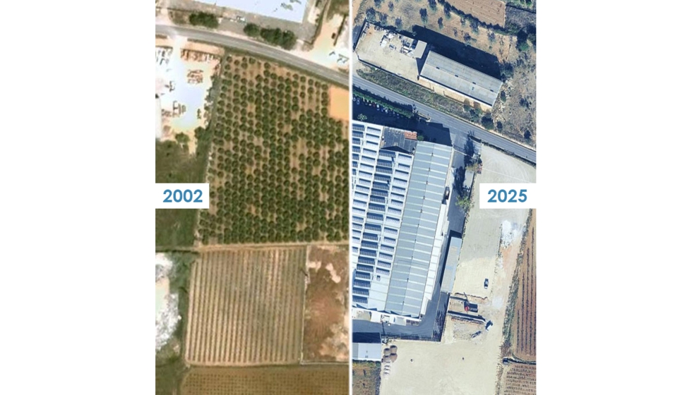 Imagen que muestra la r�pida expansi�n de Cerviglas entre 2002 y 2025
