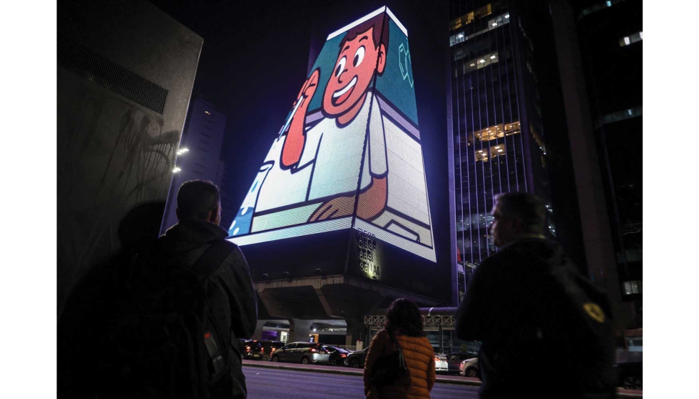 Detalle de la fachada LED ubicada en la Avennida Paulista de S�o Paulo (Brasil)