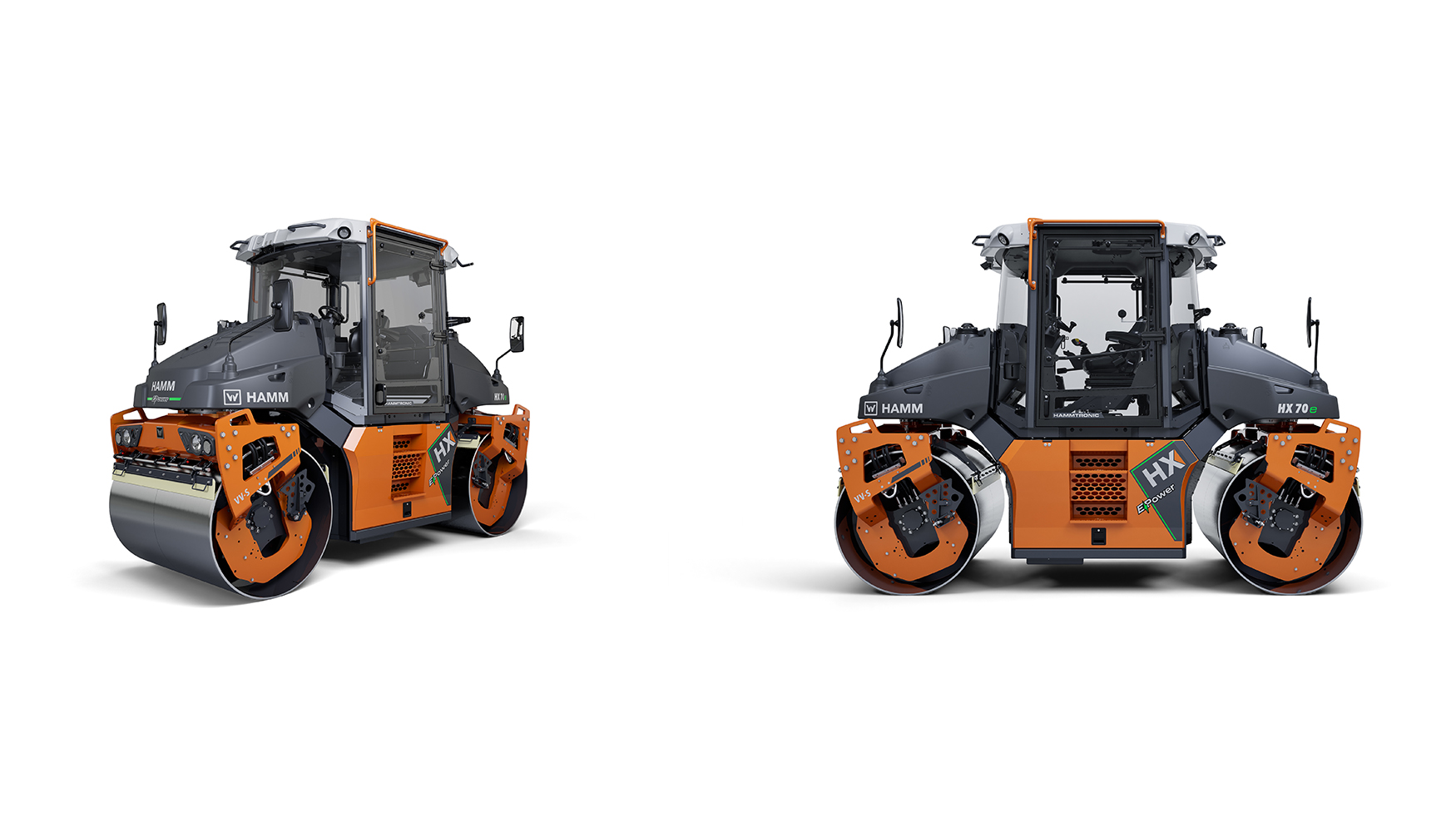 Los rodillos t�ndem HX 70e ofrecen la misma potencia de compactaci�n que los modelos di�sel de la serie HX