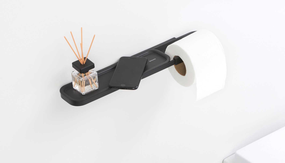 Portarolles con estante de la colecci�n MindSet de Brabantia en acabados Mineral Infinity Grey y Mineral Fresh White