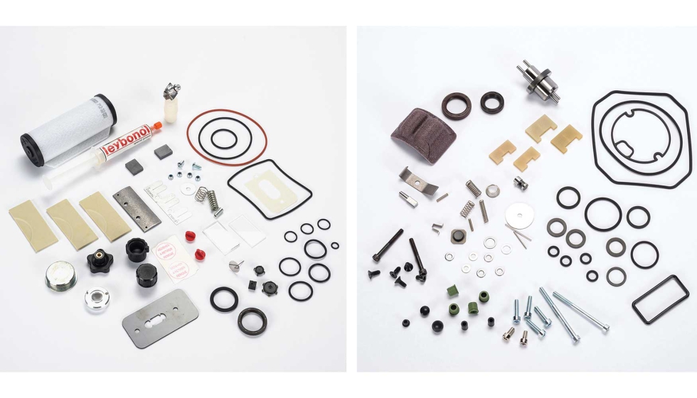 Kit de repuestos tpico para una bomba rotativa de paletas sellada con aceite