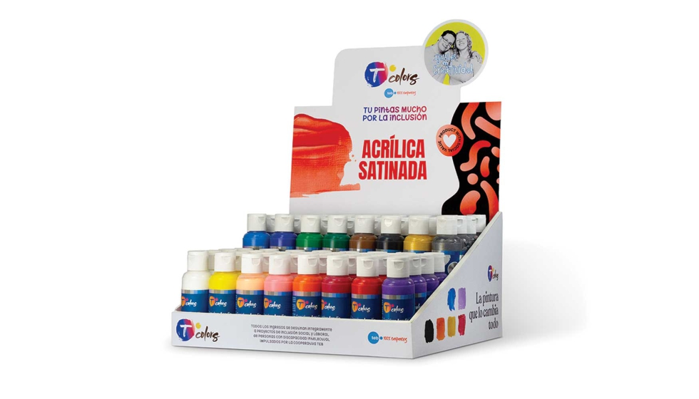 Display de pintura acr�lica satinada, compuesta por 14 colores m�s 2 acabados metalizados