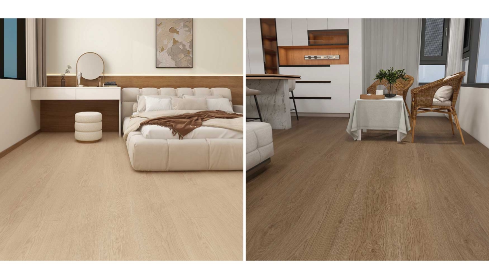 La belleza natural de los dise�os de madera �aqu�, Leucita y Zircon� se realza con la superficie de poro sincronizado y el acabado s�per mate...