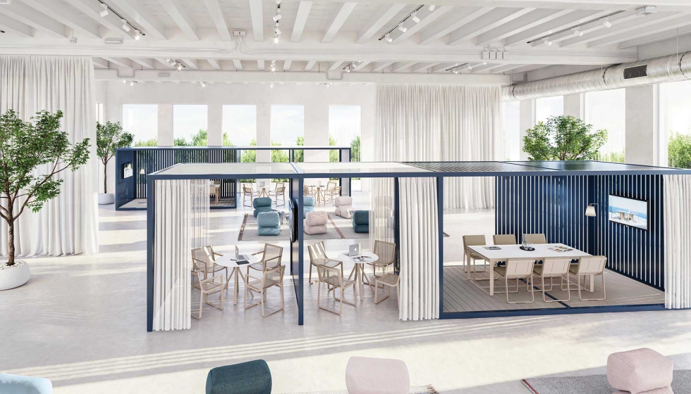 Novas prgulas Flex, concebidas pela GandiaBlasco, em colaborao com a Gensler Product Design Consulting