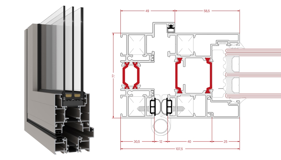 Con una secci�n de 77mm en hoja y cerco, la nueva Plegable MAX permite una configuraci�n robusta y equilibrada...