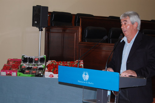 El presidente de la Diputacin de Huelva, Ignacio Carballo, en la presentacin de la participacin de Freshuelva en Fruit Logistica...