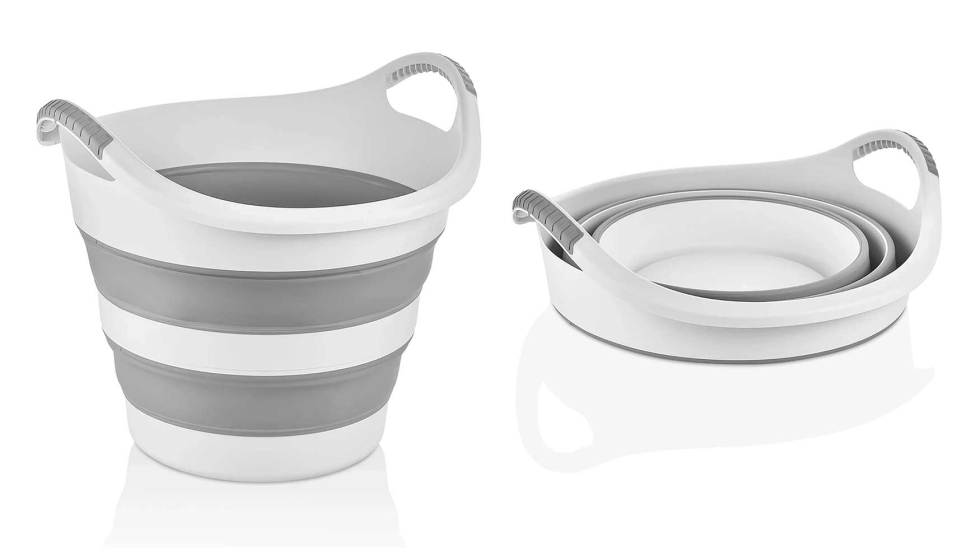 Figs. 3a+b: Cesta plegable para la ropa sucia fabricada en PP y TPE, producida mediante un proceso multicomponente (Imgenes: ATA Kalip ve Plastik)...