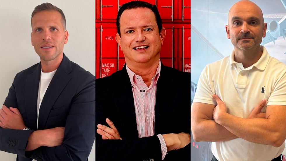 David Soto, director general de Mimpo Global Logistics en Espa�a; Carlos Delf�n, CEO global de Mimpo Global Logistics, y Jordi Esteve...