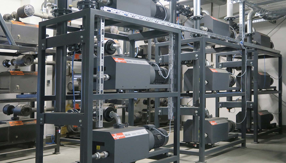 Figura 1: Sistema de vaco centralizado para suministrar vaco a una gran planta maderera