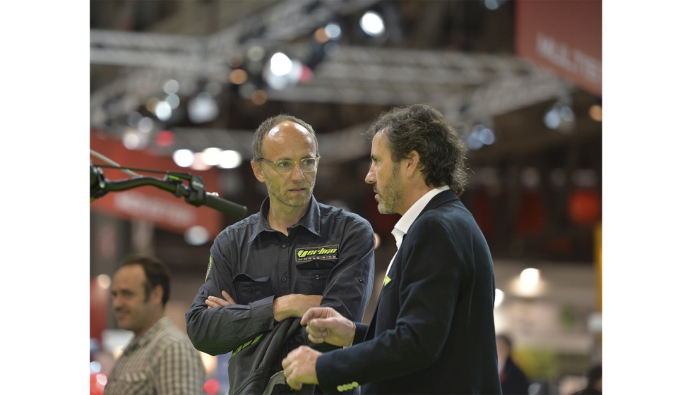 En la feria EICMA, Andreas Hess y Joan Forrellad, Mil�n, Italia