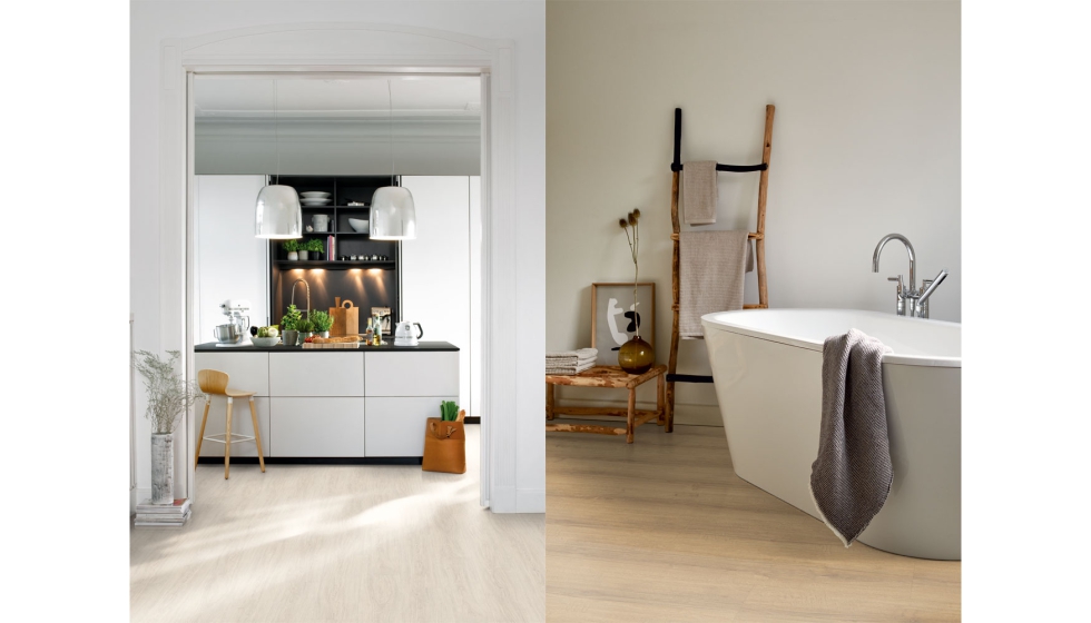 AquaDura+ EDF198 Roble 'hilway' blanco y AquaDura+ EDF193 Roble 'brightstone' miel