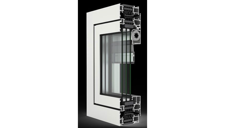 Detalle de la serie COR 80 con estor integrado