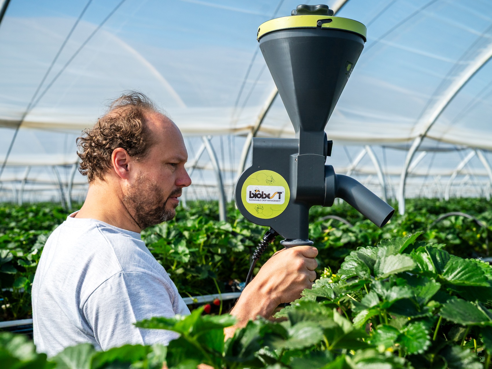 Imagen del nuevo dispensador diseado por Biobest, el Entomatic Handheld