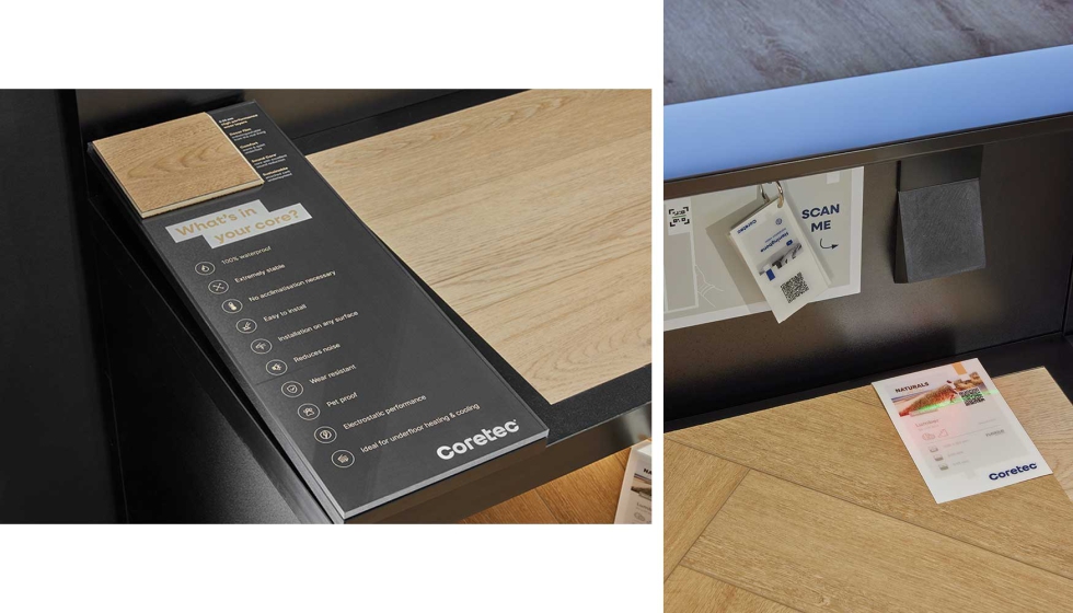 Cada panel incorpora un c�digo QR que permite al usuario acceder a simulaciones en interiores de los productos