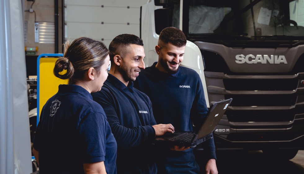 Servicio de bancada de Scania en pleno proceso de reparacin estructural