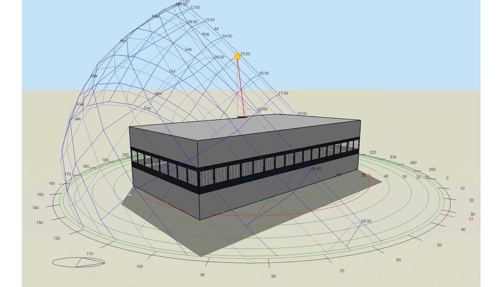 Nivel Tipo Modelo en DesignBuilder, calculado con bloques adiabticos en los niveles inferiores y superiores
