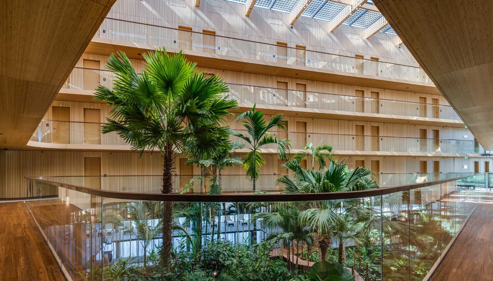 Hotel Jakarta, Amsterdam, Holanda. Moso Bamboo. Elite, chapa, vigas y paneles macizos