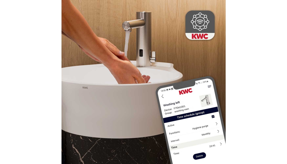 La aplicaci�n KWC Smart Connect puede conectar de forma segura hasta 100 grifos mediante una red inal�mbrica protegida por contrase�a...