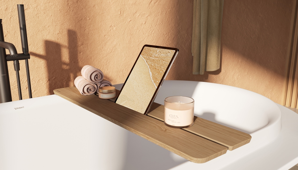 El borde de la ba�era permite colocar aceites...