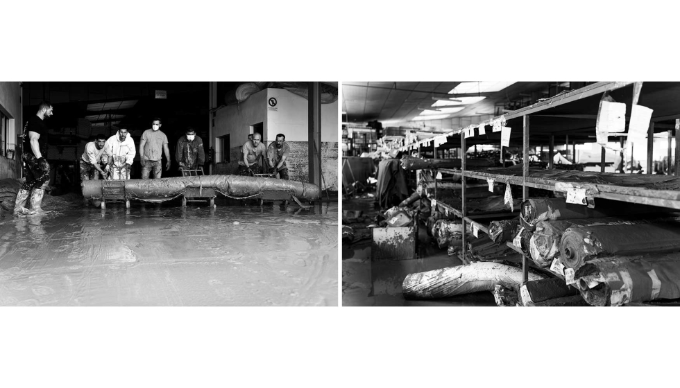 Dos instantneas en blanco y negro tras la catstrofe en las instalaciones de Temasdos