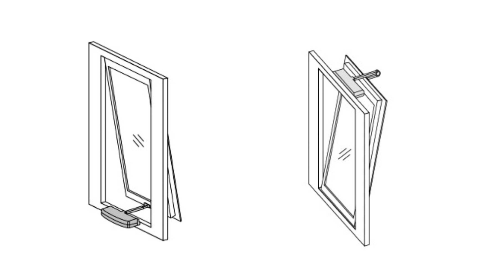 Ventanas proyectantes (izquierda) y ventanas abatibles