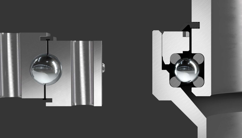 Comparaci�n conceptual entre un rodamiento convencional (izquierda) y un rodamiento de alambres (derecha)