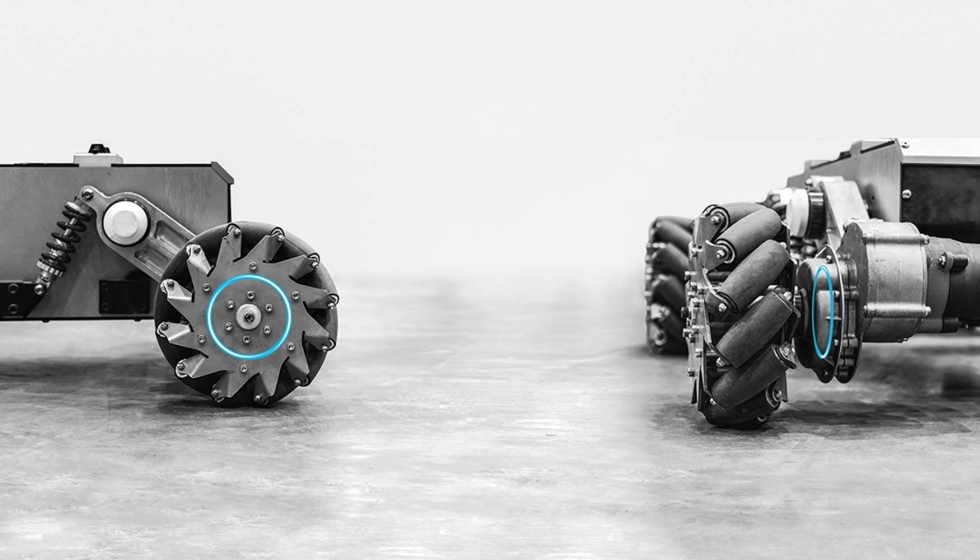 Las ruedas Mecanum permiten cambiar la direcci�n de desplazamiento en varias dimensiones simult�neamente y ofrecen una maniobrabilidad extrema a los...