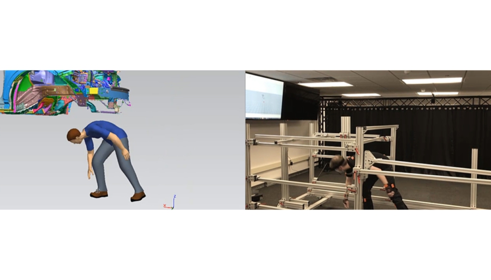Foto 2. La realidad virtual con captura de movimiento facilita la comparacin de mltiples antropometras para una tarea particular del operador...