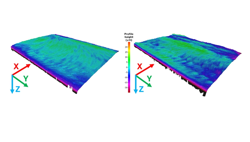 Figura 9. Comparacin del acabado superficial de una probeta mecanizada con PAM (izquierda) y una sin traccin aplicada (derecha). Fuente: [8]...