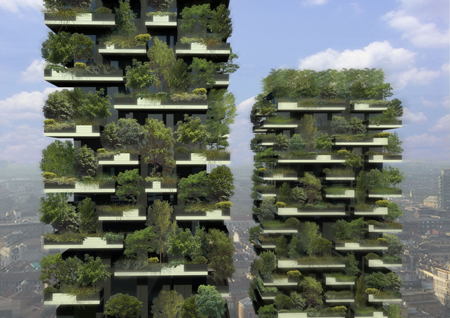 Recreacin de cmo quedar el Bosco Verticale una vez concluida su construccin, prevista para finales de 2012-principios de 2013...