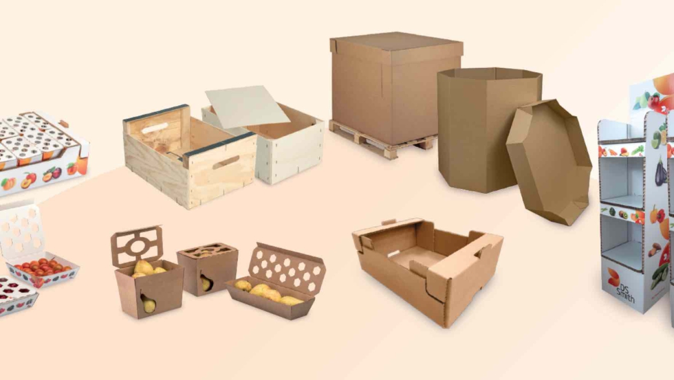 Algunas de las soluciones para el transporte de frutas y verduras que se podrn ver en el estand de DS Smith, una empresa de International Paper...