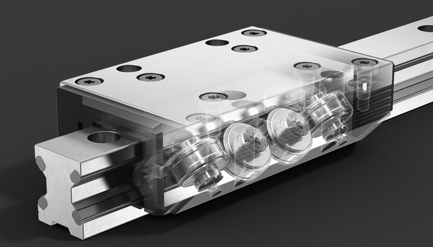 Fig. 3: Los sistemas lineales Franke funcionan con el mismo principio de pistas insertadas de acero para muelles como medio de rodadura...