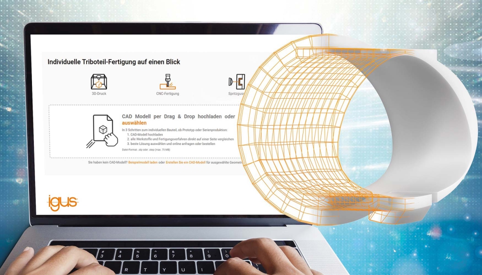 Con s�lo subir un modelo CAD, la herramienta online de Igus identifica el proceso m�s eficiente para fabricar componentes personalizados. Foto: Igus...